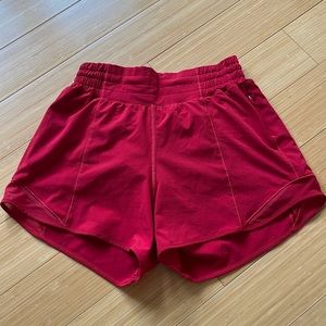 Lululemon Hotty Hot High-Rise Lined Short 4", Dark Red, Size 4